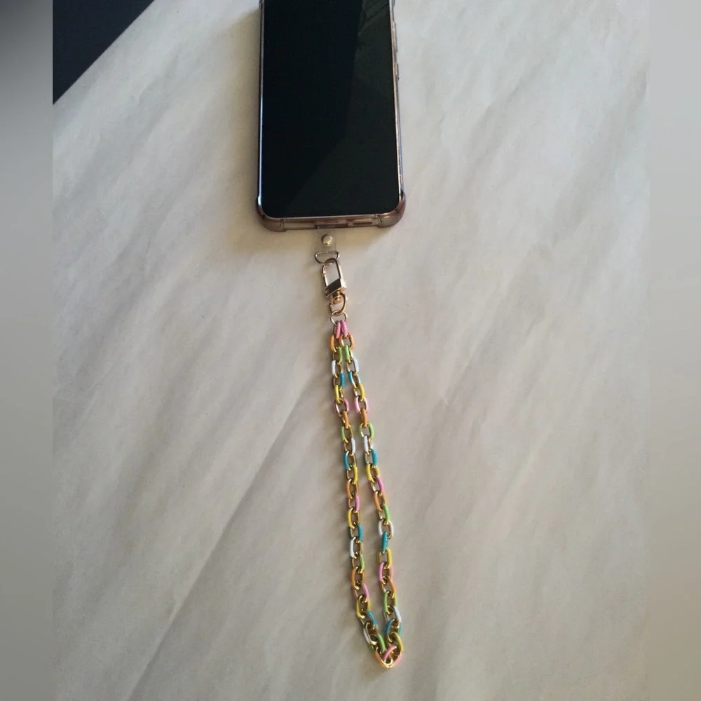 Pastel Multi-Color Chain Phone Wrist Strap